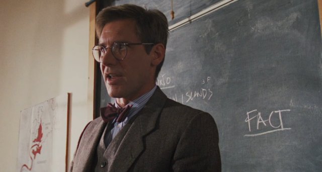 Indiana jones and the last crusade - blackboard with fact written on it